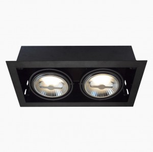 Recessed/Trimless fixture 2x AR111 | Full Black | Adjustable