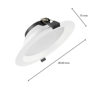 Afmetingen van downlighter DT195